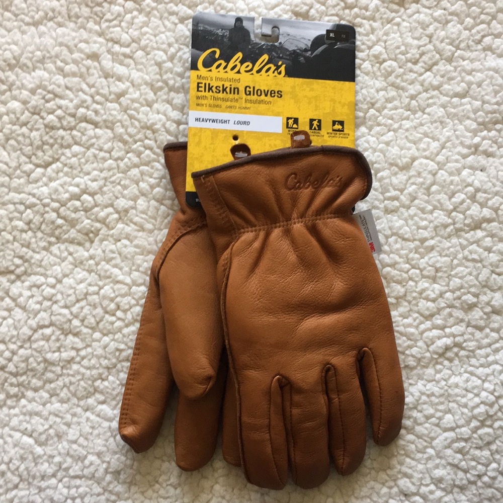 Cabela’s Men’s Insulated Elkskin Gloves XL NWT